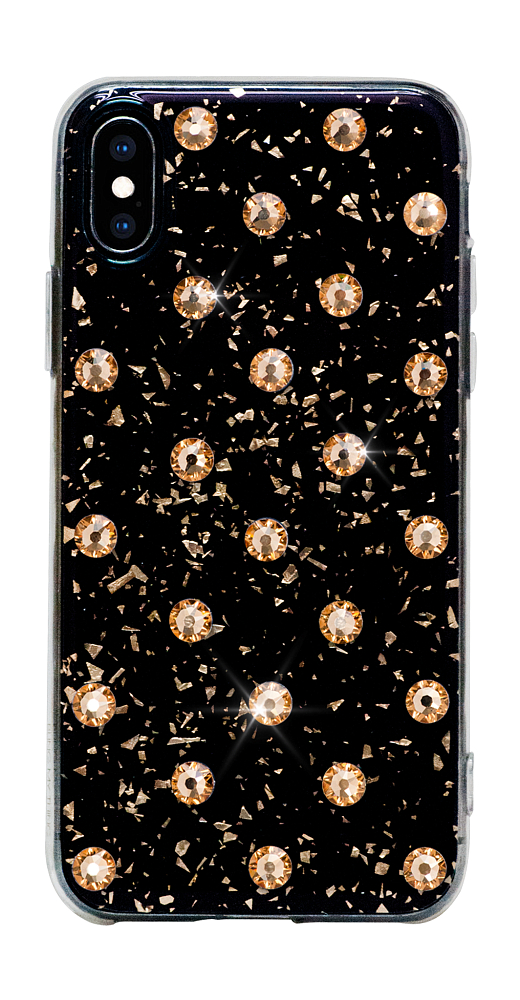 

Чехол для iPhone X/XS, Swarovski. Extravaganza Polka Dots Gold, черный