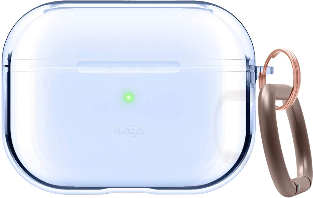

Чехол с карабином для AirPods Pro, силикон, голубой